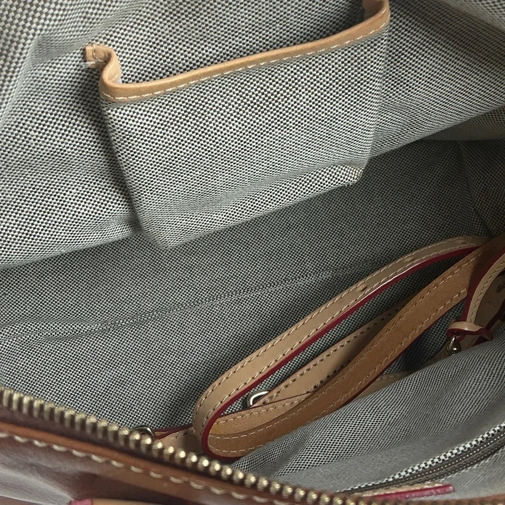 Dooney & Bourke Vintage Dillen Brown Tan Hand Crossbody Satchel‎ Bag